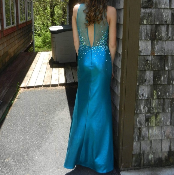 OBO Teal Mermaid Prom Dress - Picture 2 of 3